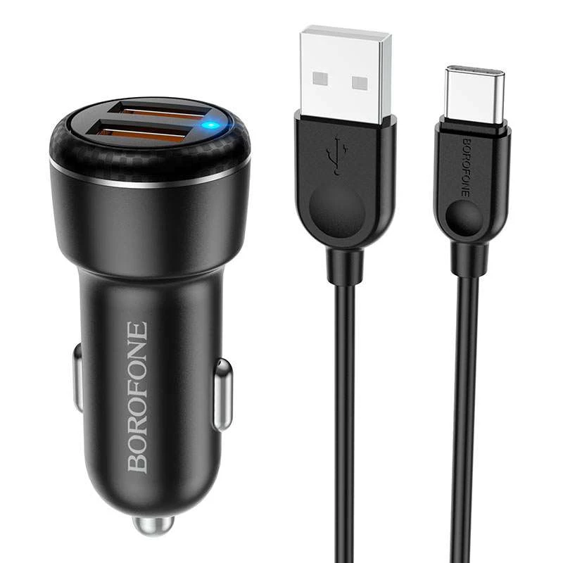 

АЗУ Borofone BZ17 QC3.0 (2USB/3A) + Type-C (Черный), Чорний