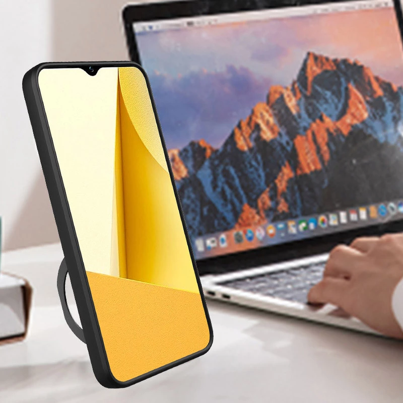 Ударостійкий чохол Bracket Ringstand із захисною шторкою для камери на Xiaomi Poco M5 – Black. Фото 7 з 7