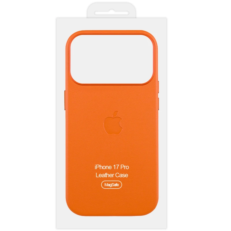 Чехол кожаный Leather Case (AA) with MagSafe and Animation для Apple iPhone 17 (6.3") – Orange. Фото 3 из 3