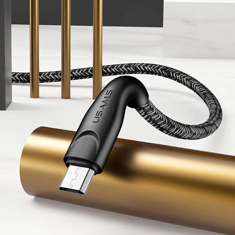 Дата кабель Usams US-SJ393 U41 Micro Braided Data and Charging Cable 1m – Чорний. Фото 2 з 4