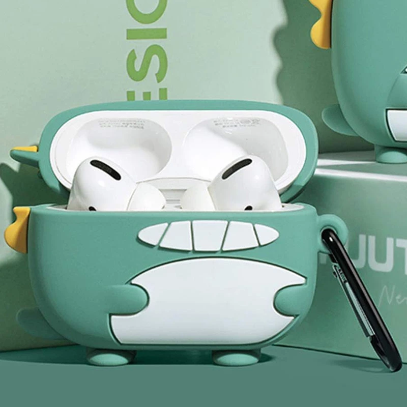 Силіконовий футляр Cartoons&Heroes для навушників AirPods 3 + карабін – Дракон зелений. Фото 3 з 4