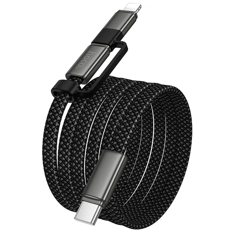 Дата кабель Hoco X125 Surplus 2in1 Type-C to Lightning/Type-C 60W (1m) – Black. Фото 5 з 5