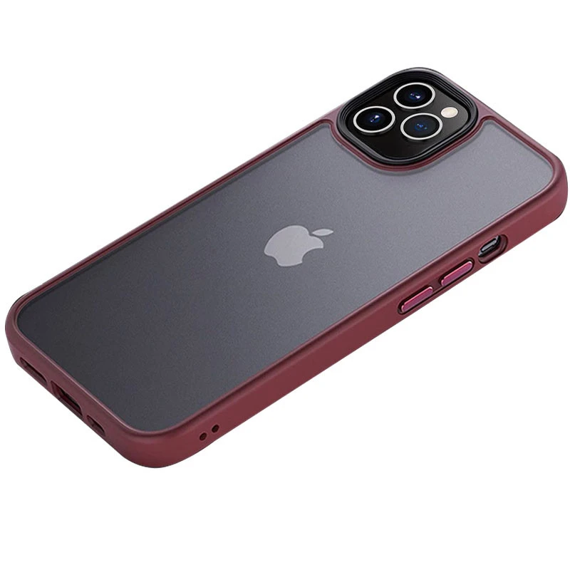 TPU+PC с металлическими кнопками для Apple iPhone 12 Pro (6.1") – Бордовый / Wine Red. Фото 1 из 2