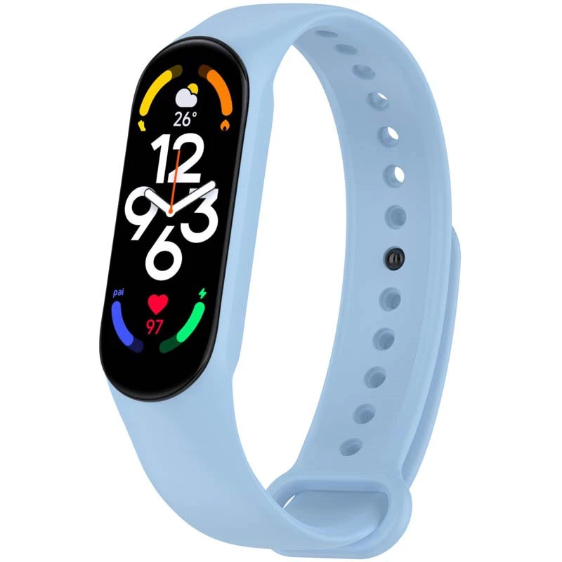 Силиконовый ремешок для Xiaomi Mi Band 7/6/5/4/3 – Голубой / Light Blue. Фото 2 из 4