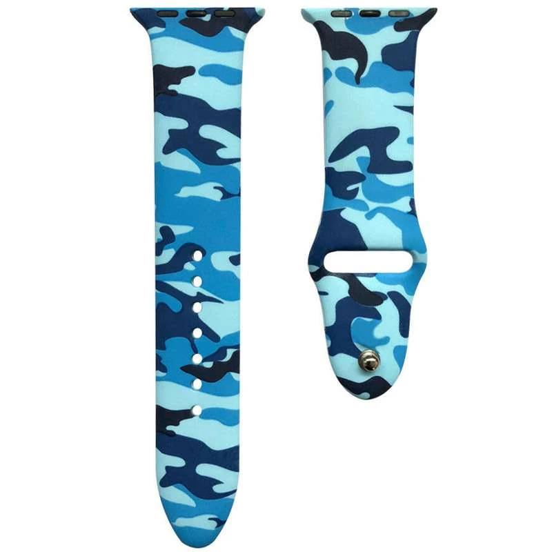 Силіконовий ремінець з малюнком для Apple watch 42mm / 44mm – Синій / Камуфляж. Фото 2 з 2