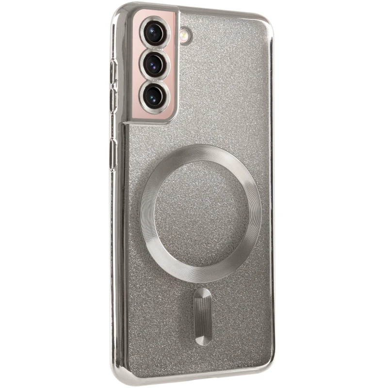 Чохол з блискітками, захисними лінзами на камеру та MagSafe на Samsung Galaxy S21 FE – Сірий / Gray. Фото 1 з 11