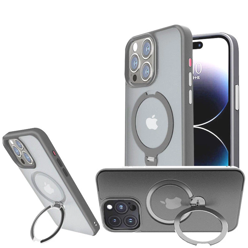 Кольоровий TPU+PC з металевими кнопками, кільцем та MagSafe на Apple iPhone 16 Pro – Grey. Фото 14 з 14