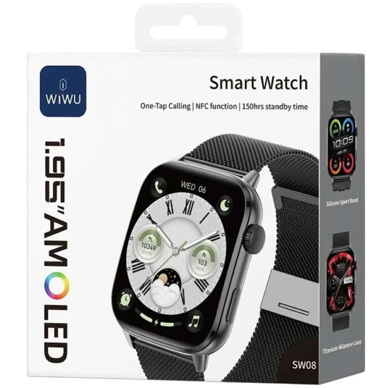 Смарт-годинник WiWU SW08 Smart sports watch (call version) – Black. Фото 5 з 7