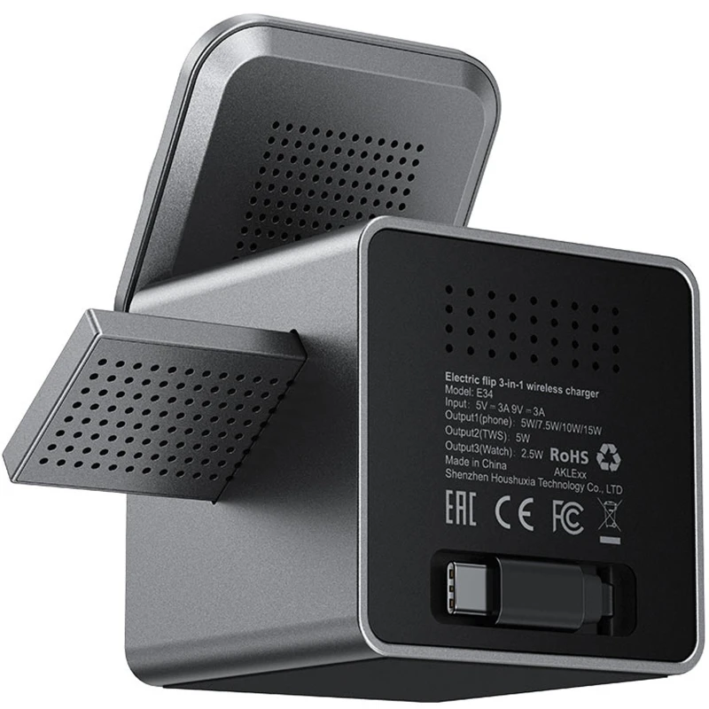 БЗУ Acefast E34 desktop 3in1 15W – Gray. Фото 6 из 6