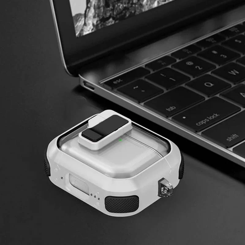Футляр протиударний Locking Button для навушників Airpods 3 – White. Фото 5 з 6