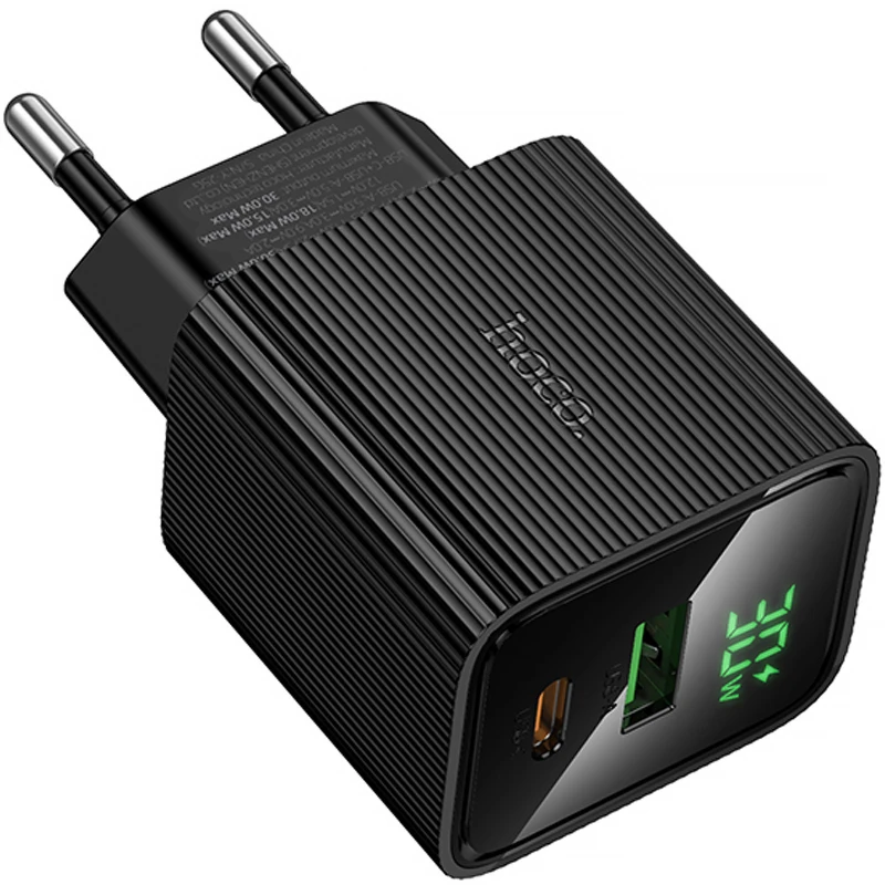 МЗП Hoco CS84A Excellent with digital display PD30W+QC3.0 (1USB-A/1C) – Black. Фото 5 з 6
