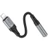 Аудіо кабель Aux Hoco LS36A Fresh 3.5mm to Lightning (0.12m) – Metal gray. Фото 5 з 5