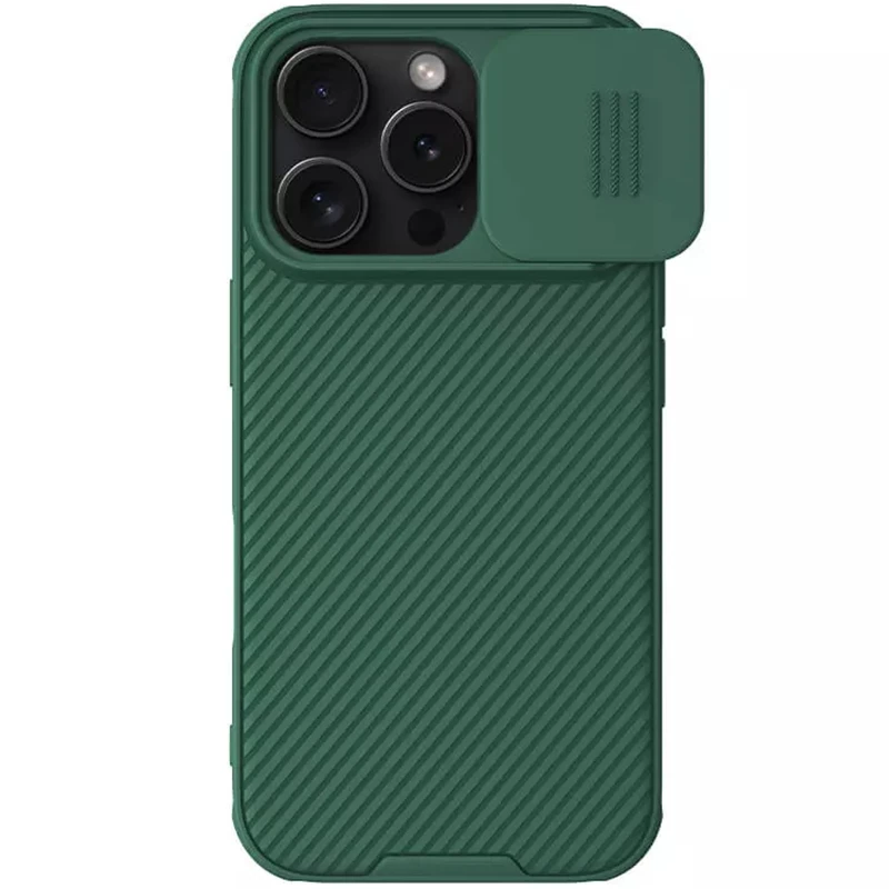 Карбоновая накладка Nillkin Pro со шторкой для камеры для Apple iPhone 16 Pro Max – Deep Green. Фото 3 из 6