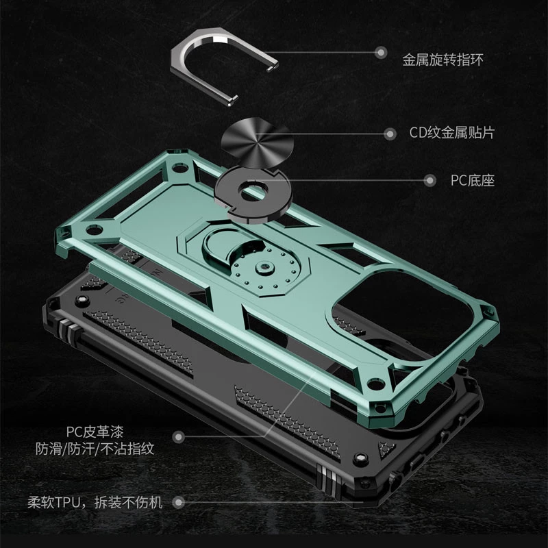 Протиударний чохол Serge Ring з кільцем на Xiaomi Redmi Note 13 Pro 4G – Зелений. Фото 3 з 6