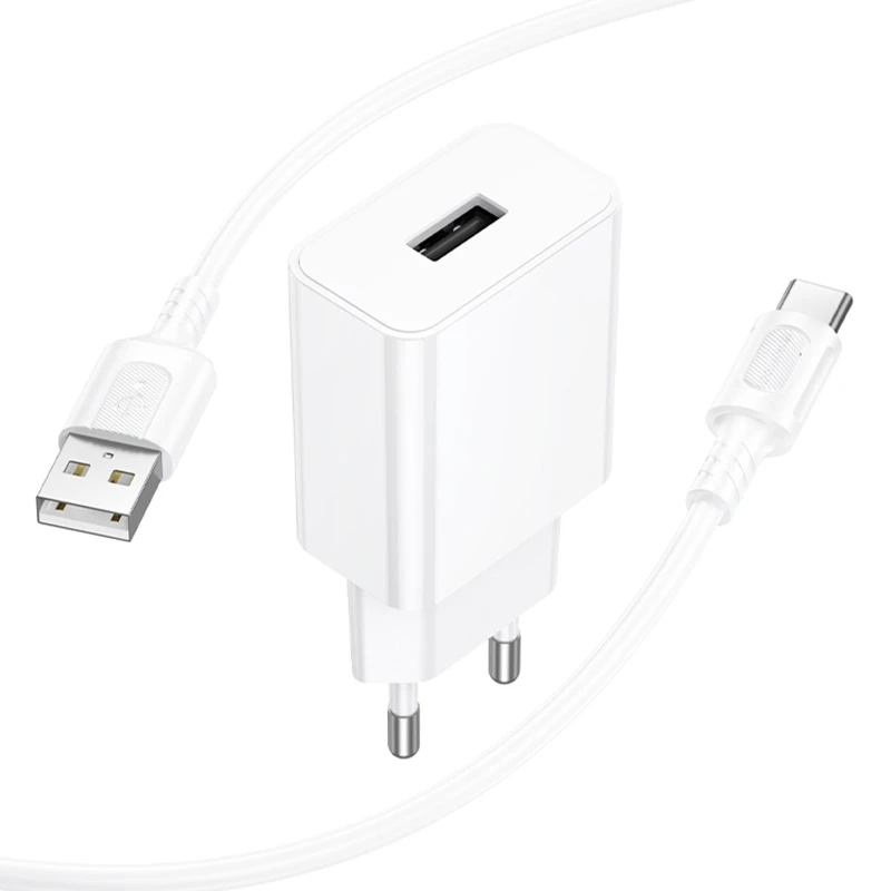 МЗП Borofone BA110A Lemi 7.5W (1USB-A) + кабель USB to Type-C – White. Фото 4 з 6