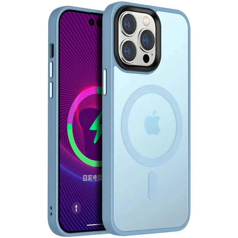 

Цветной TPU+PC с металлическими кнопками и MagSafe на Apple iPhone 12 Pro (6.1") (Голубой), Блакитний