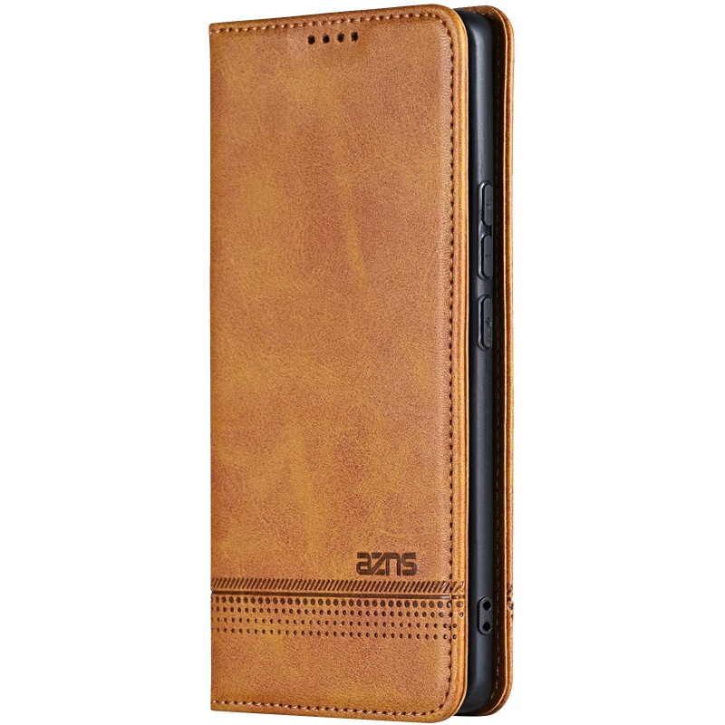 Кожаный чехол-книжка AZNS Classic series для Samsung Galaxy A36 5G – Light Brown. Фото 1 из 4