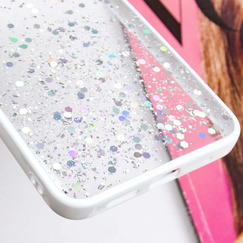 Чохол з блискітками та захистом камери на Xiaomi Redmi Note 12 4G – Білий. Фото 8 з 9