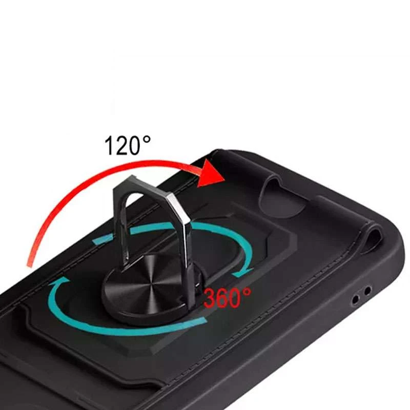 TPU чехол CardRing с кольцом для Xiaomi Redmi Note 11 (Global) / Note 11S – Черный. Фото 3 из 4