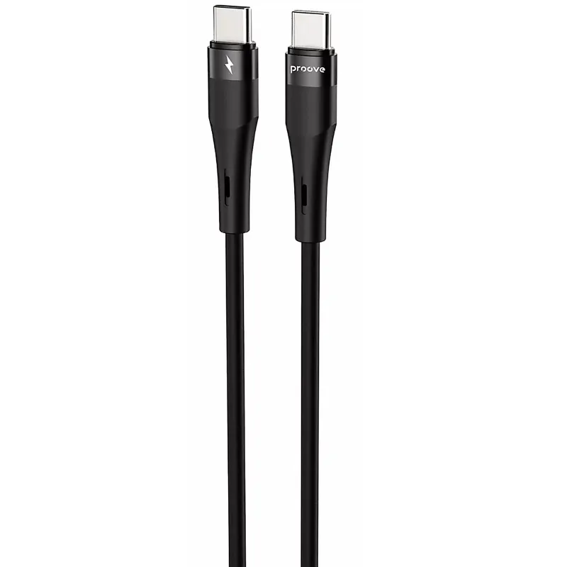 Дата кабель Proove Light Silicone Plus Type-C to Type-C 60W (1m) – Black. Фото 1 з 2