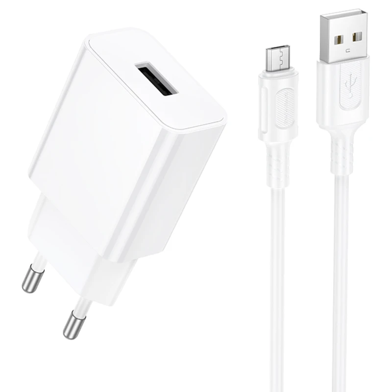 МЗП Borofone BA110A Lemi 7.5W (1USB-A) + кабель USB to MicroUSB – White. Фото 1 з 6