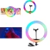 Кільцева LED лампа RGB MJ-36 92 диодов, 39 RGB, 3 крепления 36 см 14" – Чорний. Фото 5 з 10
