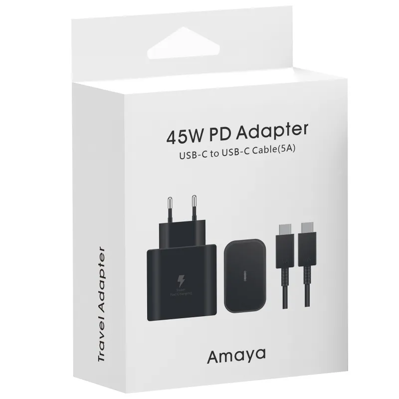 МЗП Amaya SC45CC PD45W (1USB-C) + кабель Type-C to Type-C – Black. Фото 2 з 2