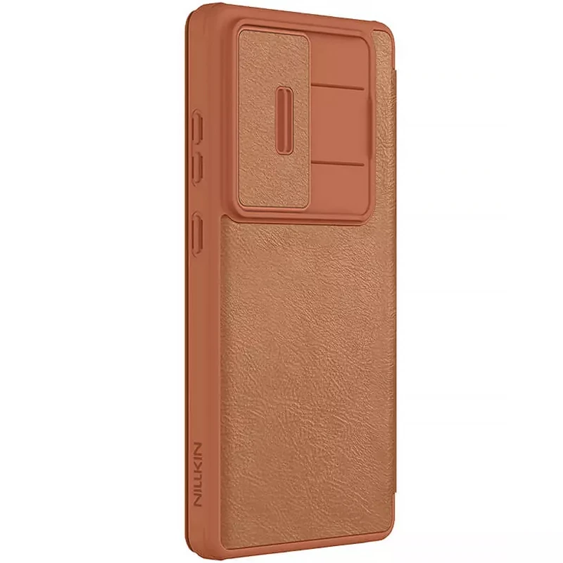 Шкіряний чохол-книжка Nillkin Qin Pro Camshield для Samsung Galaxy S25 Ultra – Коричневий. Фото 3 з 5