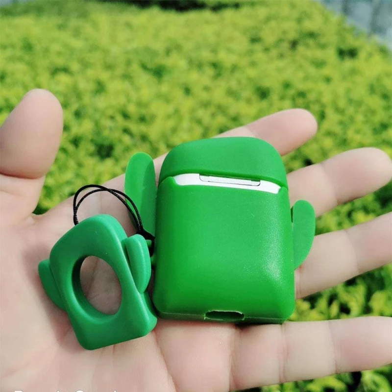 Силиконовый футляр Smile Fruits series для наушников AirPods 1/2 + кольцо – Cactus. Фото 2 из 5