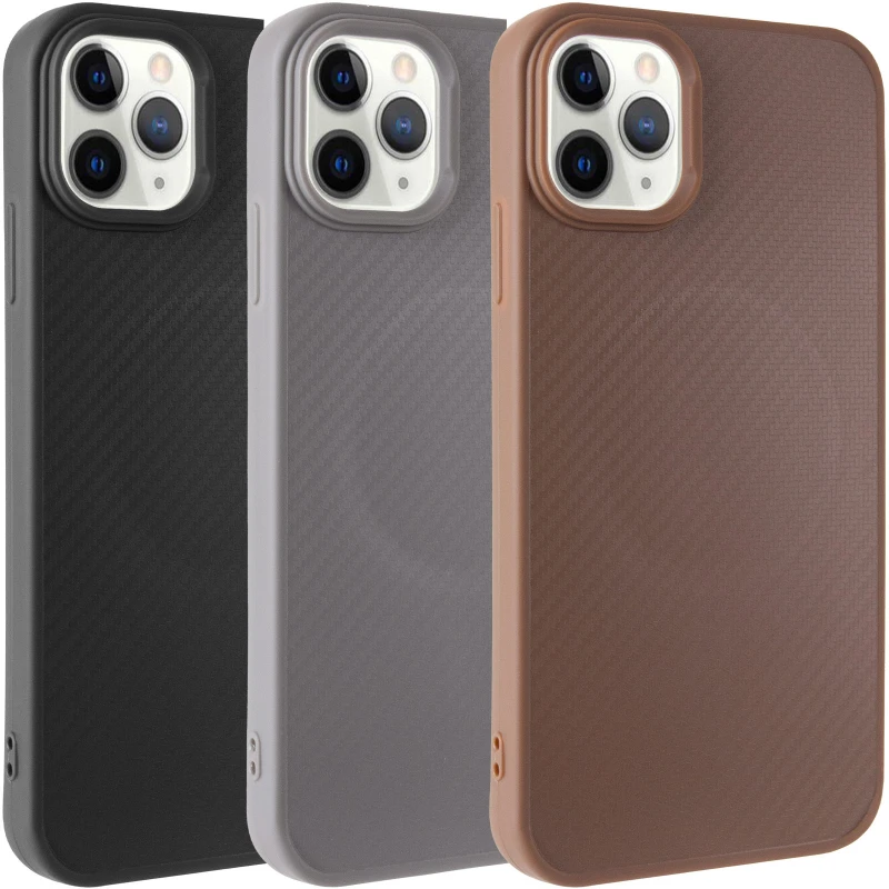 TPU чохол Carbon Protective with Magsafe для Apple iPhone 12 (6.1") фото 3 з 3