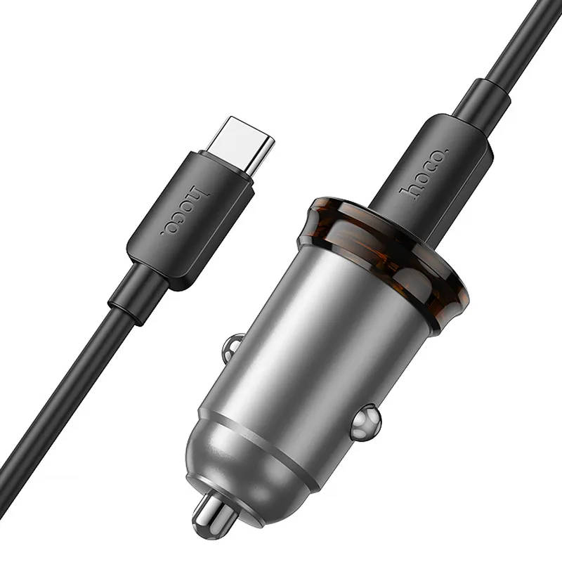 АЗП Hoco NZ16B Rigorous PD45W (2USB-C) + кабель Type-C to Type-C – Metal grey. Фото 4 з 7