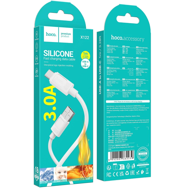 Дата кабель Hoco X122 Benefit USB to Type-C 3A (1m) – White. Фото 3 из 3