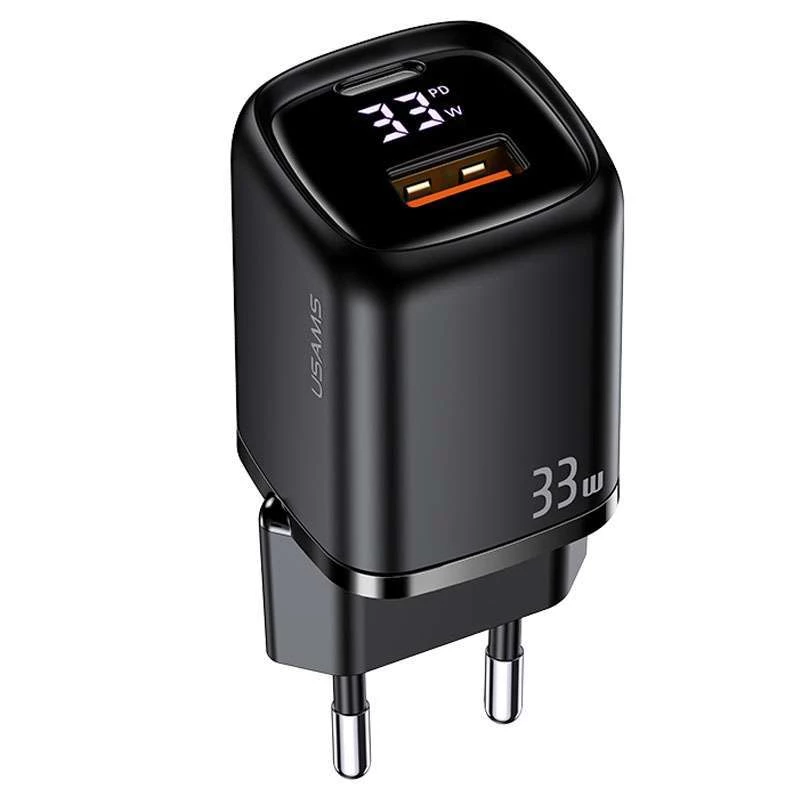 

МЗП Usams US-CC152 T46 33W QC+PD Digital Display Fast Charger (Black)
