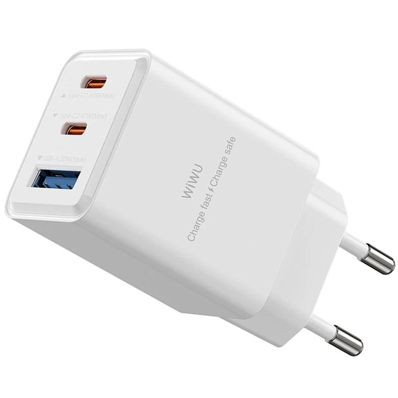 МЗП WIWU G026 Cube PD67W+QC3.0 GaN (1USB-A/2C) – White. Фото 3 з 4