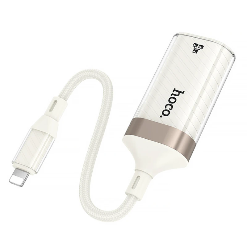 Перехідник Hoco UA41A Crystal Lightning to RJ45 100 Mbs (0.15m) – Apricot. Фото 3 з 5