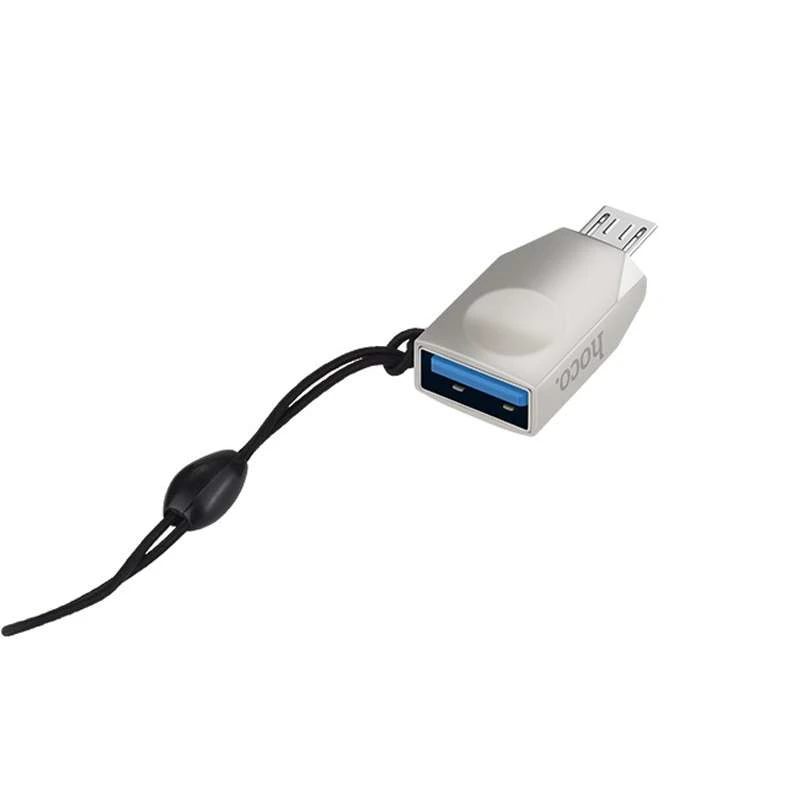 Переходник Hoco UA10 OTG USB to MicroUSB – Стальной. Фото 2 из 8