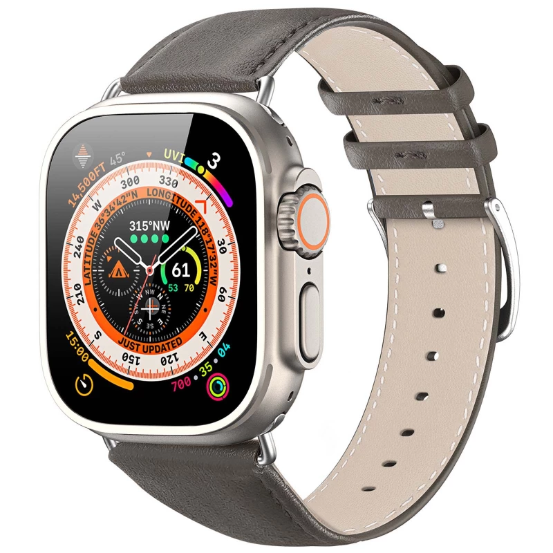 Ремінець Dux Ducis Leather Strap Classic для Apple Watch 42(ser.1-3)/44/45/46/49mm – Grey. Фото 1 з 3