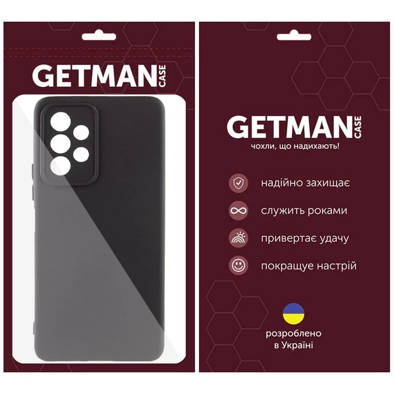 Цветной силиконовый чехол GETMAN с закрытой камерой на Samsung Galaxy A13 4G – Черный / Black. Фото 5 из 6