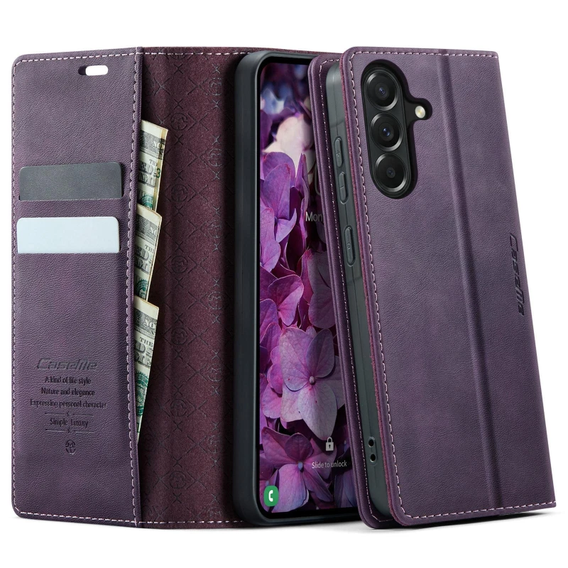 Шкіряний чохол-книжка CaseMe Velvet Matte для Samsung Galaxy S26 – Purple. Фото 2 з 5
