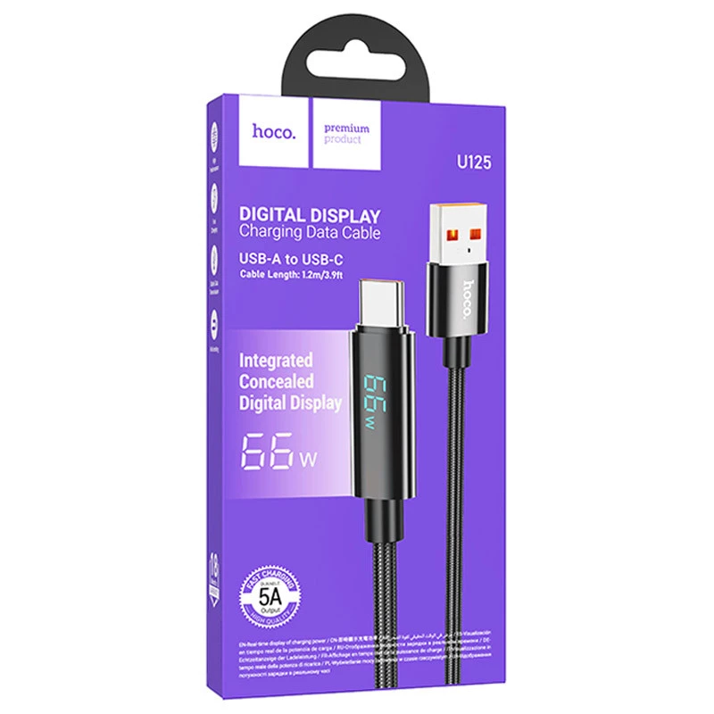 Дата кабель Hoco U125 Benefit 5A USB to Type-C (1.2m) – Black. Фото 6 з 6