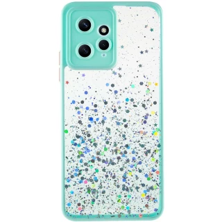 Чехол с блестками и защитой камеры для Xiaomi Redmi Note 12 4G — Бирюзовый