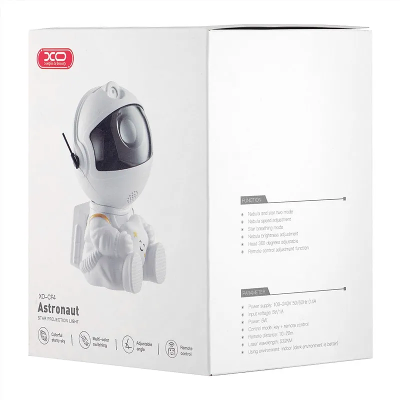 Проектор-ночник XO CF4 Astronaut Star mini – Белый. Фото 6 из 6