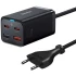 МЗП Baseus GaN3 Pro 2хType-C+2USB 65W EU (with Cable Type-C to Type-C 100W (20V/5A) 1m) (CCGP04) – Black. Фото 1 з 6