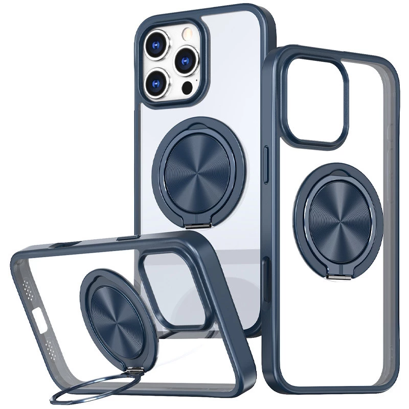 TPU+PC чохол з магнітом та кільцем для Apple iPhone 16 Pro – Синій. Фото 1 з 1