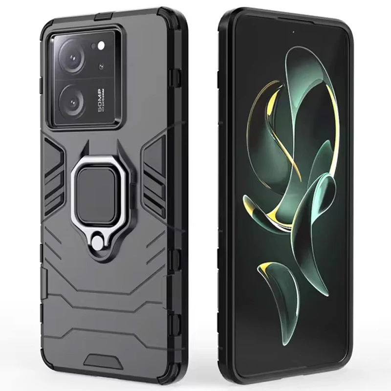 Протиударний чохол Transformer з кільцем на Xiaomi Redmi 13C – Чорний / Soul Black. Фото 4 з 6