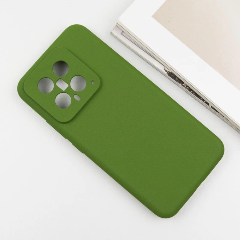 Чохол Silicone Case Lakshmi Plus з закритою камерою на Xiaomi 14 – Зелений / Dark green. Фото 6 з 10