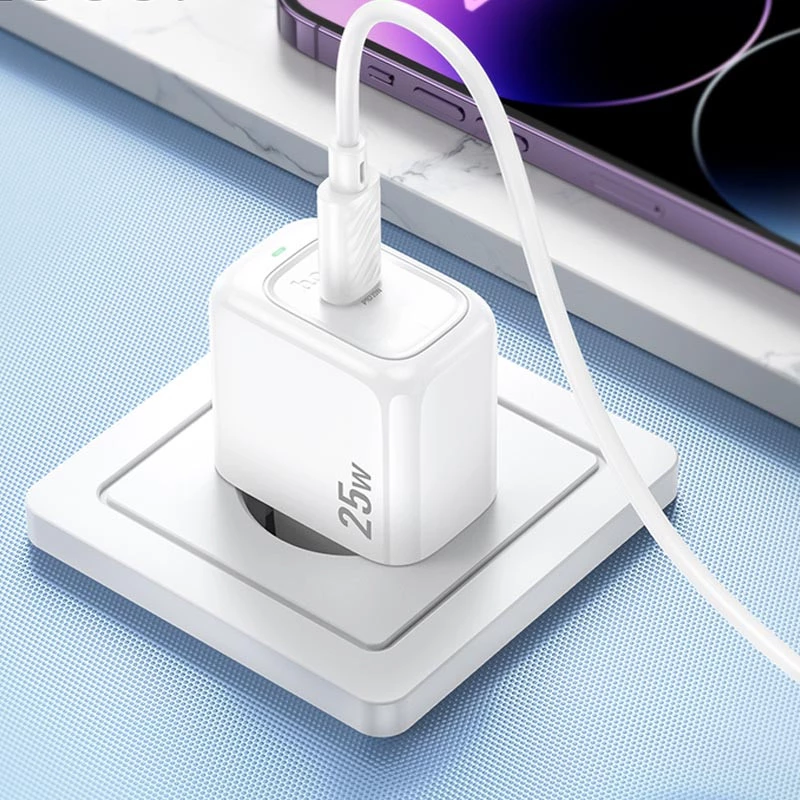 МЗП Hoco CS53A Surplus PD25W (1USB-C) + Type-C to Lightning – White. Фото 8 з 8