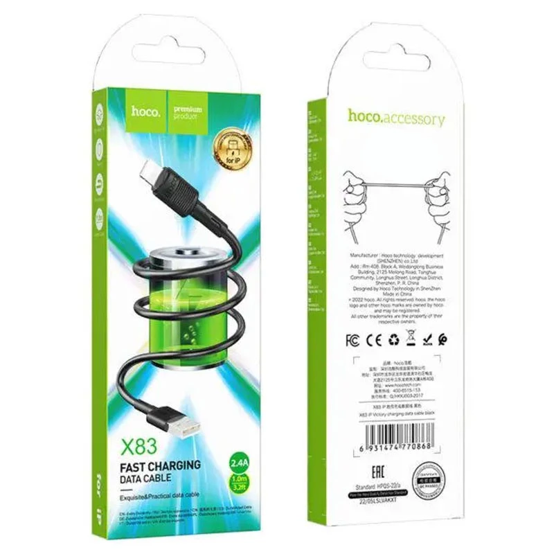 Дата кабель Hoco X83 Victory USB to Lightning (1m) – Black. Фото 4 з 4