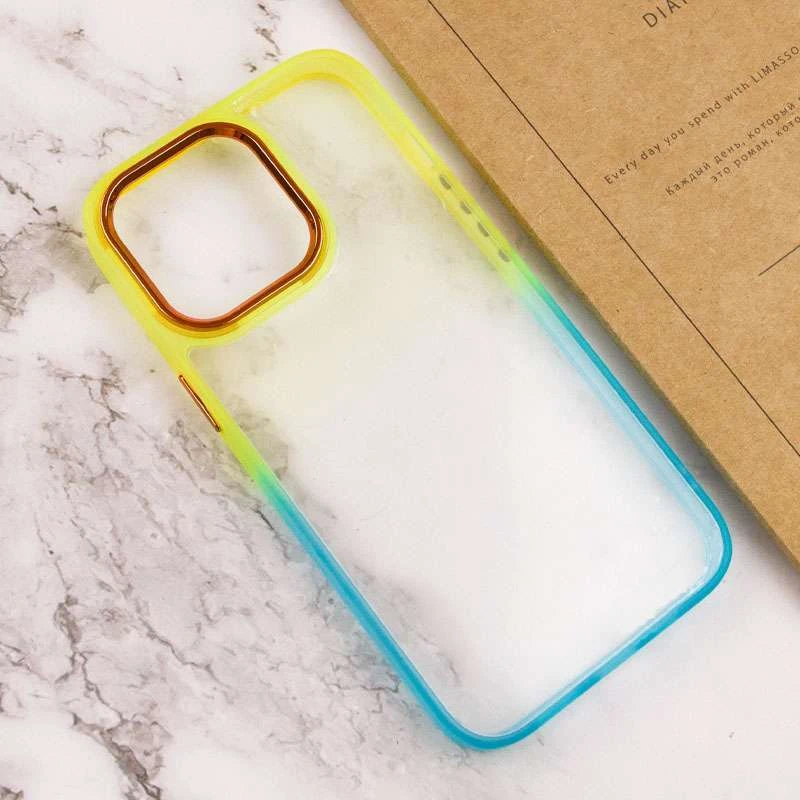 Силіконовий чохол фреш на Apple iPhone 14 Pro (6.1") – Бірюзовий / Помаранчевий. Фото 5 з 6