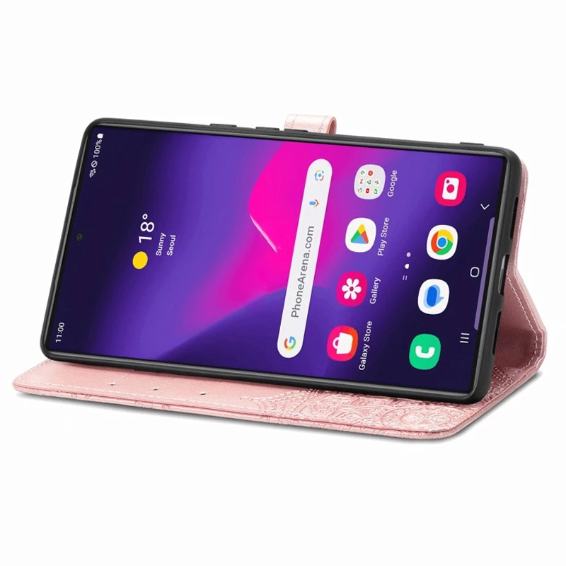 Кожаный чехол-книжка Art Case с визитницей для Samsung Galaxy S25 Ultra – Розовый. Фото 5 из 6